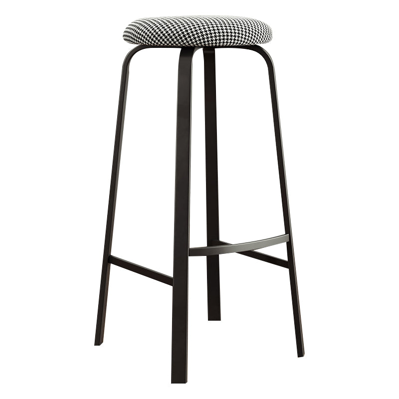 Contemporary Matte Finish Upholstered Stool Footrest Iron Bar Stool