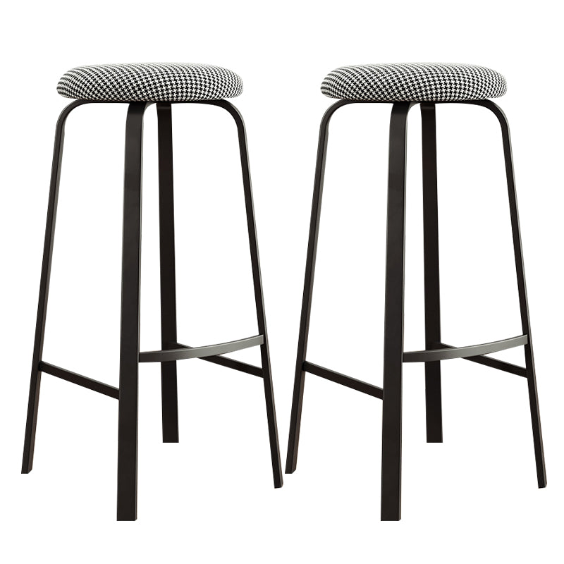 Contemporary Matte Finish Upholstered Stool Footrest Iron Bar Stool