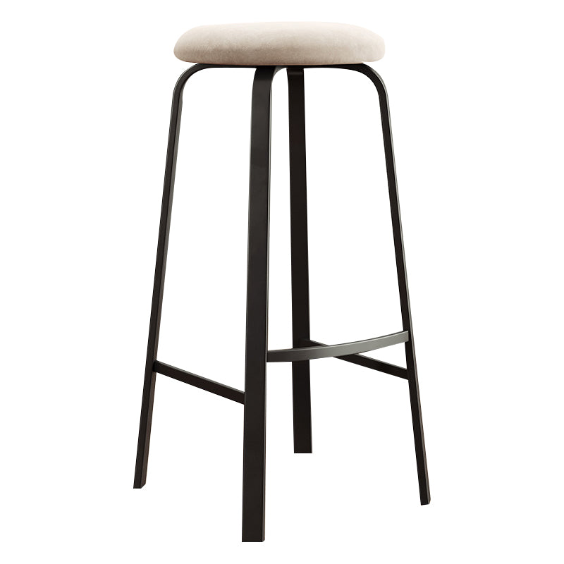 Contemporary Matte Finish Upholstered Stool Footrest Iron Bar Stool