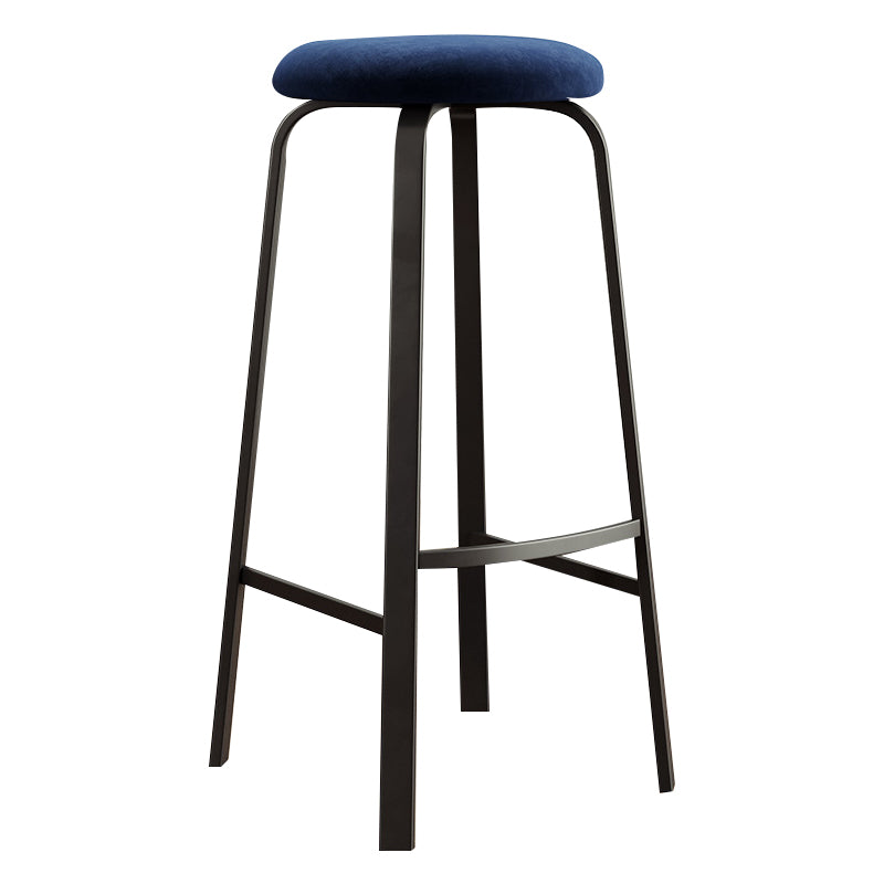 Contemporary Matte Finish Upholstered Stool Footrest Iron Bar Stool