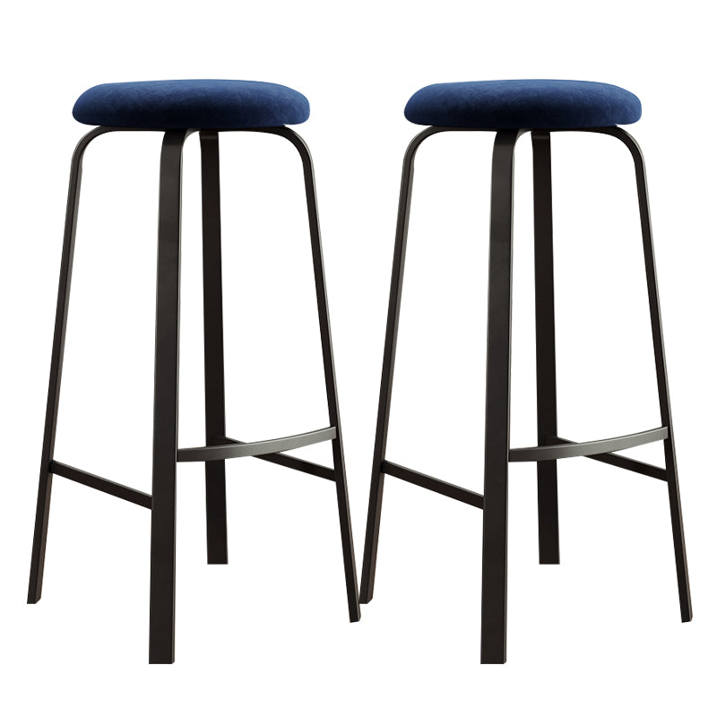 Contemporary Matte Finish Upholstered Stool Footrest Iron Bar Stool