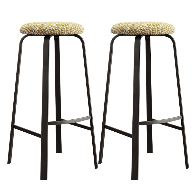 Contemporary Matte Finish Upholstered Stool Footrest Iron Bar Stool