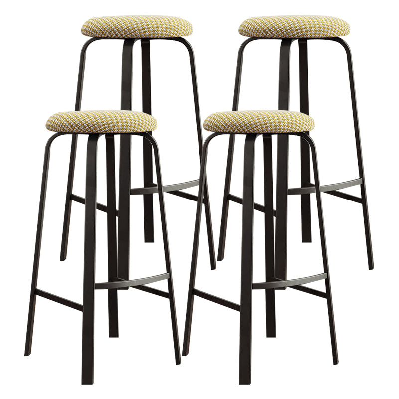 Contemporary Matte Finish Upholstered Stool Footrest Iron Bar Stool