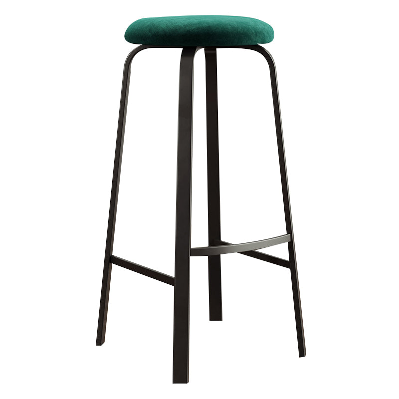 Contemporary Matte Finish Upholstered Stool Footrest Iron Bar Stool