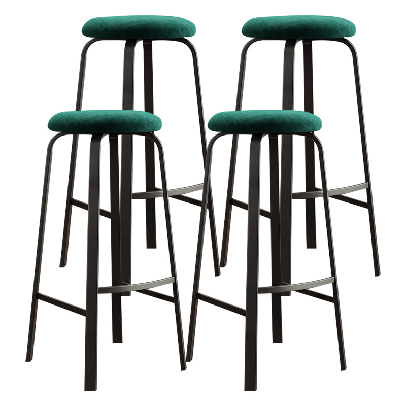 Contemporary Matte Finish Upholstered Stool Footrest Iron Bar Stool