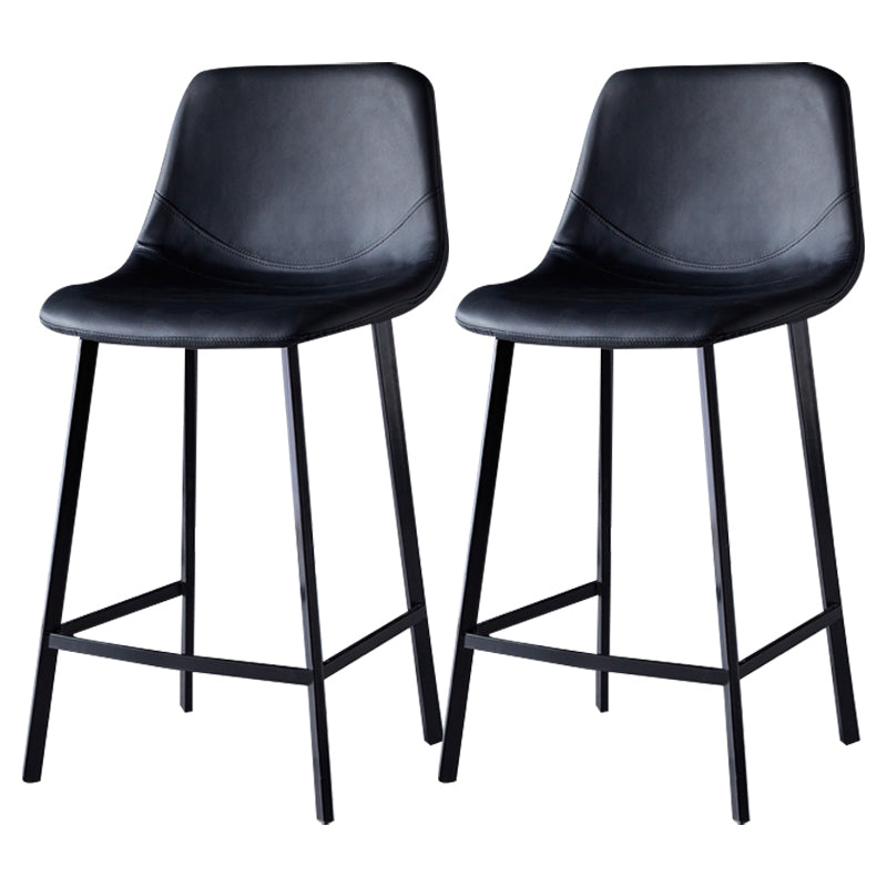 Scandinavian Leather Restaurant Stool Matte Finish Footrest Barstool
