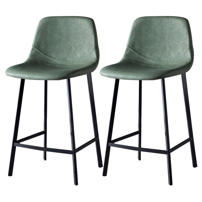 Scandinavian Leather Restaurant Stool Matte Finish Footrest Barstool