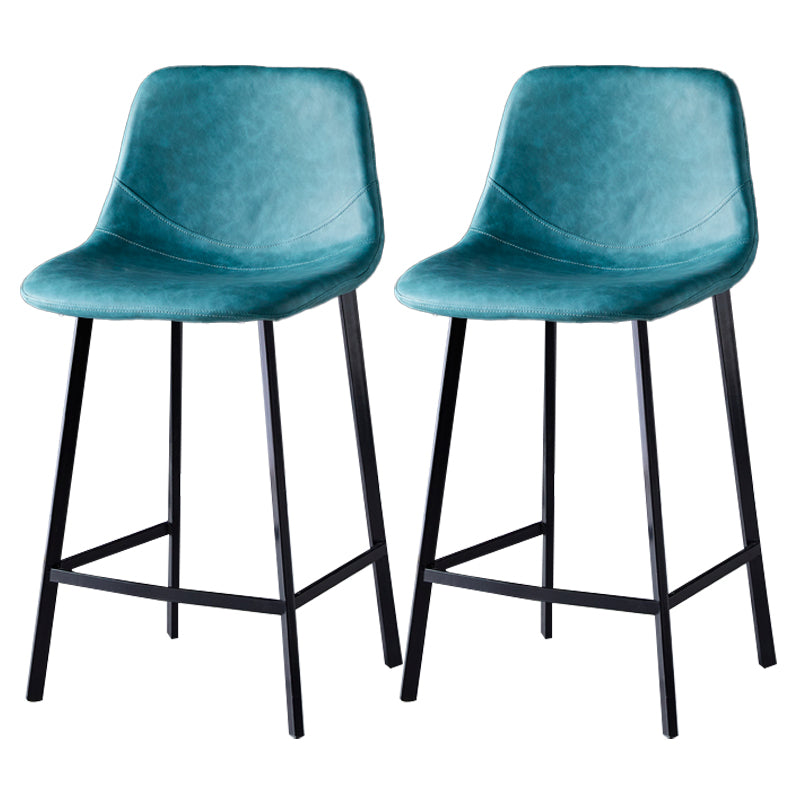 Scandinavian Leather Restaurant Stool Matte Finish Footrest Barstool