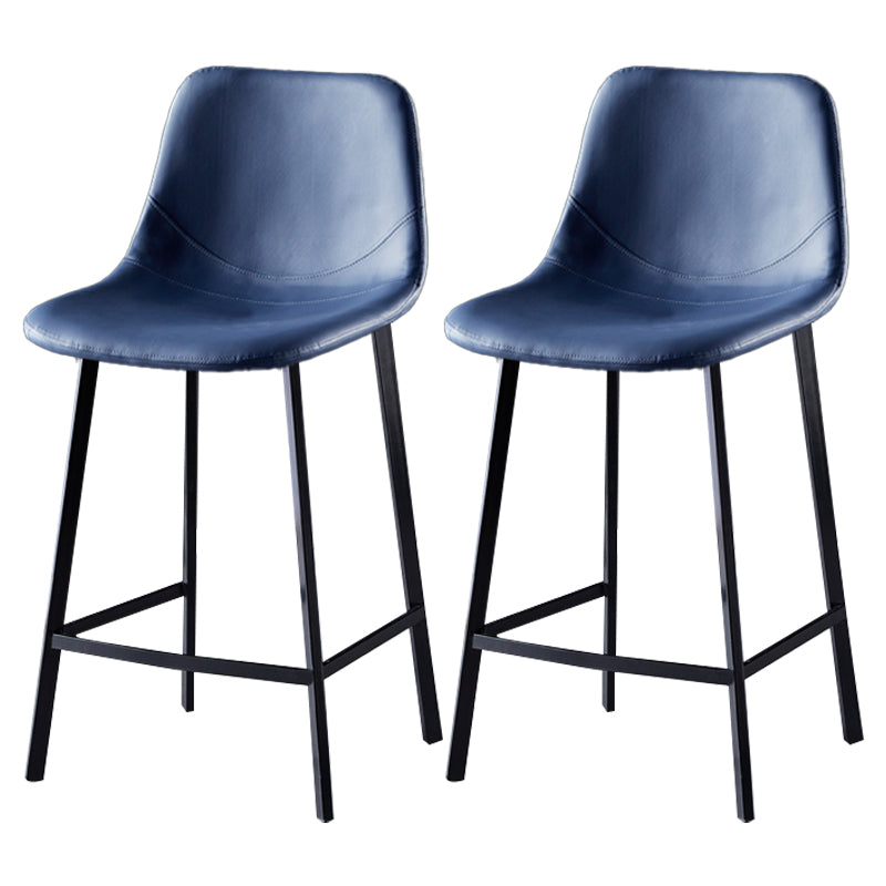 Scandinavian Leather Restaurant Stool Matte Finish Footrest Barstool