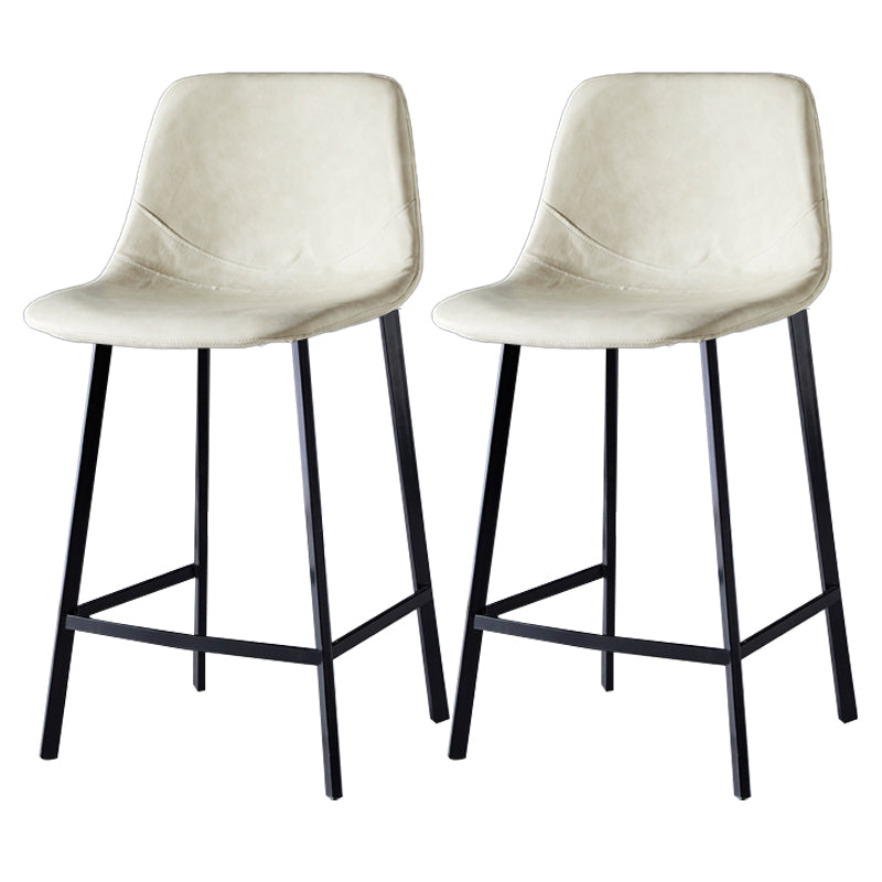 Scandinavian Leather Restaurant Stool Matte Finish Footrest Barstool