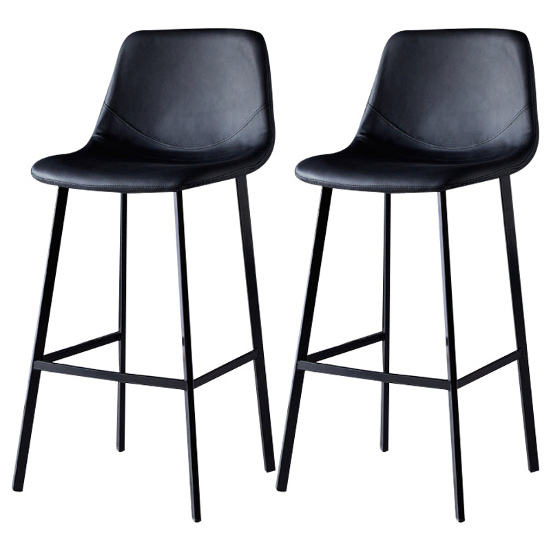 Scandinavian Leather Restaurant Stool Matte Finish Footrest Barstool