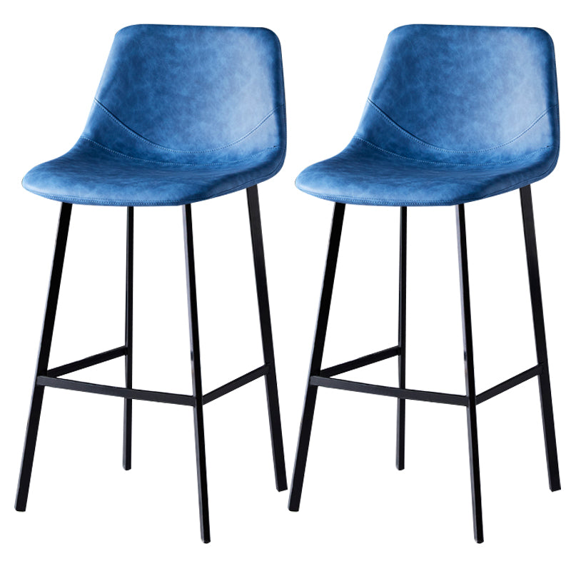 Scandinavian Leather Restaurant Stool Matte Finish Footrest Barstool