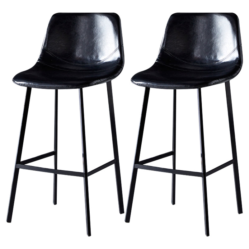 Scandinavian Leather Restaurant Stool Matte Finish Footrest Barstool