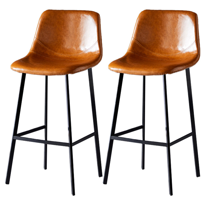 Scandinavian Leather Restaurant Stool Matte Finish Footrest Barstool