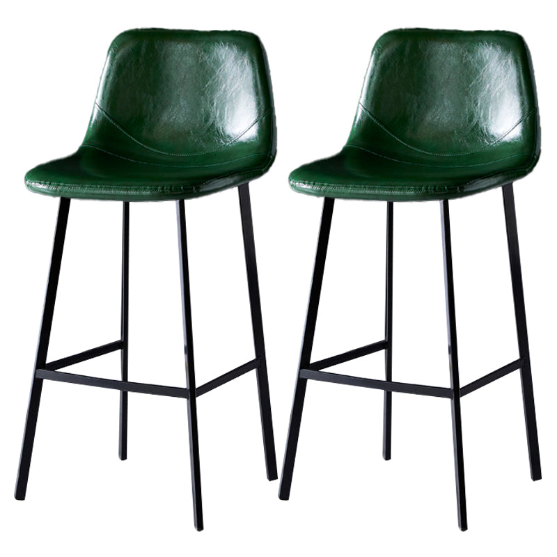 Scandinavian Leather Restaurant Stool Matte Finish Footrest Barstool