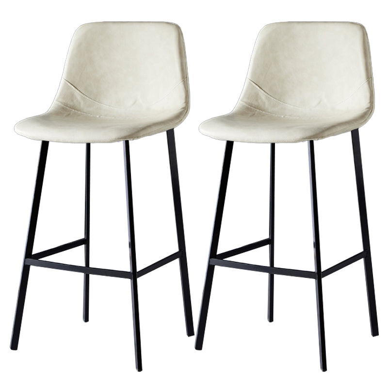 Scandinavian Leather Restaurant Stool Matte Finish Footrest Barstool