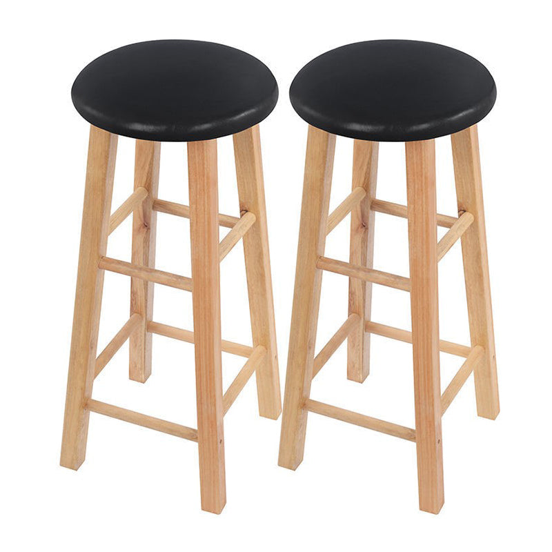 Modern Armless Counter Stool Rubber Wood Kitchen Bar Stool with Seat and Pedal