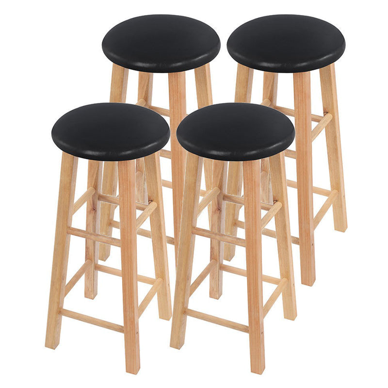 Modern Armless Counter Stool Rubber Wood Kitchen Bar Stool with Seat and Pedal