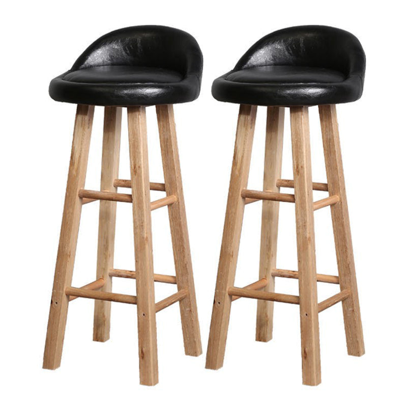 Modern Armless Counter Stool Rubber Wood Kitchen Bar Stool with Seat and Pedal