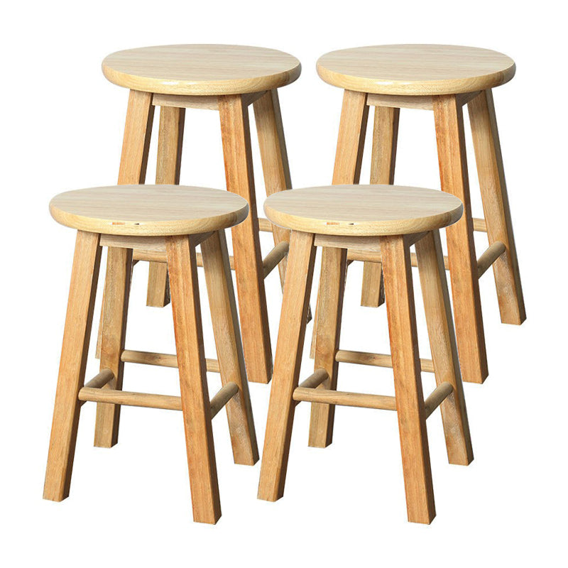 Modern Armless Counter Stool Rubber Wood Kitchen Bar Stool with Seat and Pedal