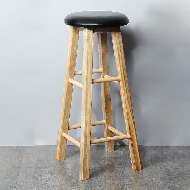 Modern Armless Counter Stool Rubber Wood Kitchen Bar Stool with Seat and Pedal