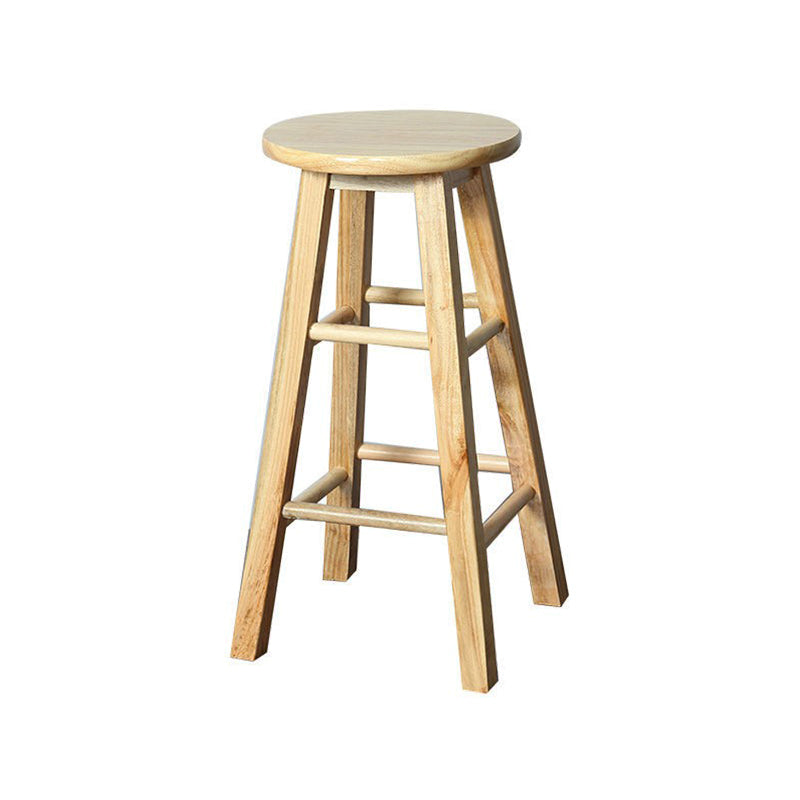 Modern Armless Counter Stool Rubber Wood Kitchen Bar Stool with Seat and Pedal