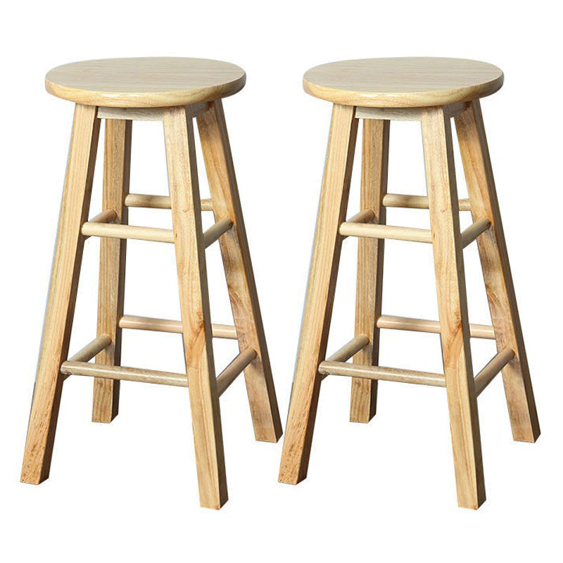 Modern Armless Counter Stool Rubber Wood Kitchen Bar Stool with Seat and Pedal