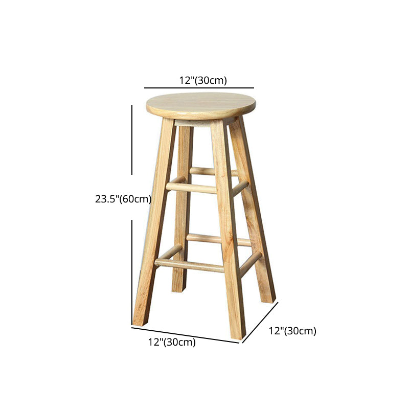 Modern Armless Counter Stool Rubber Wood Kitchen Bar Stool with Seat and Pedal