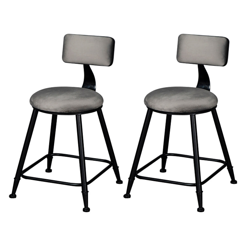 Industrial Armless Backrest Counter Stool Steel Cafe Bar Stool with Velvet Cushion