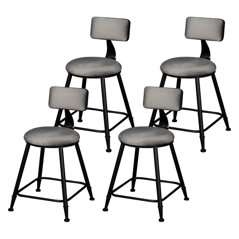 Industrial Armless Backrest Counter Stool Steel Cafe Bar Stool with Velvet Cushion