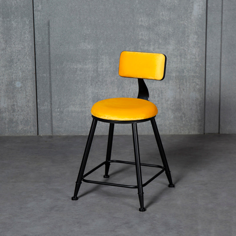 Industrial Armless Backrest Counter Stool Steel Cafe Bar Stool with Velvet Cushion