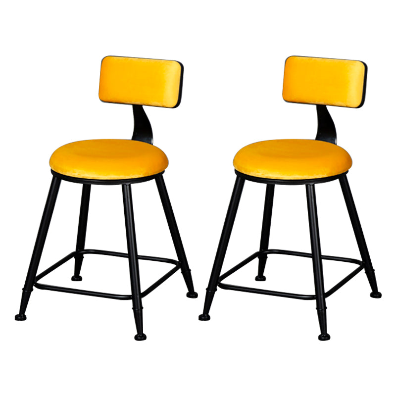Industrial Armless Backrest Counter Stool Steel Cafe Bar Stool with Velvet Cushion