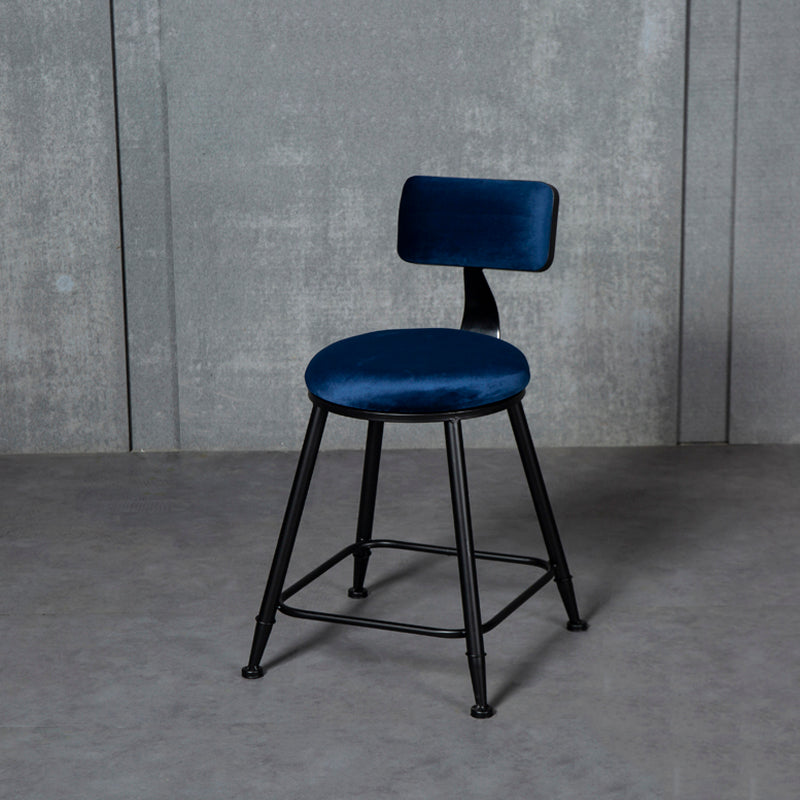 Industrial Armless Backrest Counter Stool Steel Cafe Bar Stool with Velvet Cushion