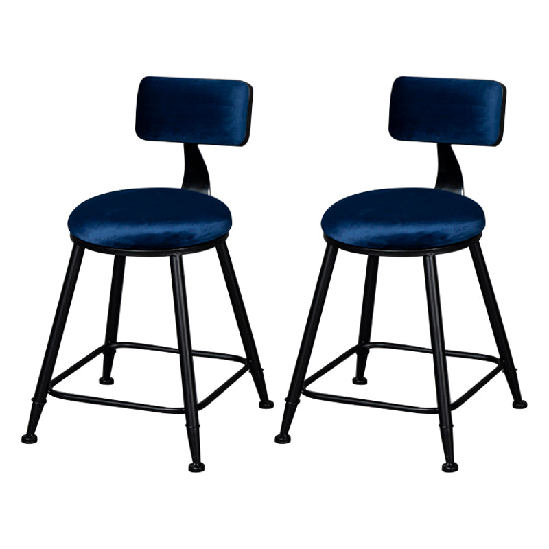 Industrial Armless Backrest Counter Stool Steel Cafe Bar Stool with Velvet Cushion