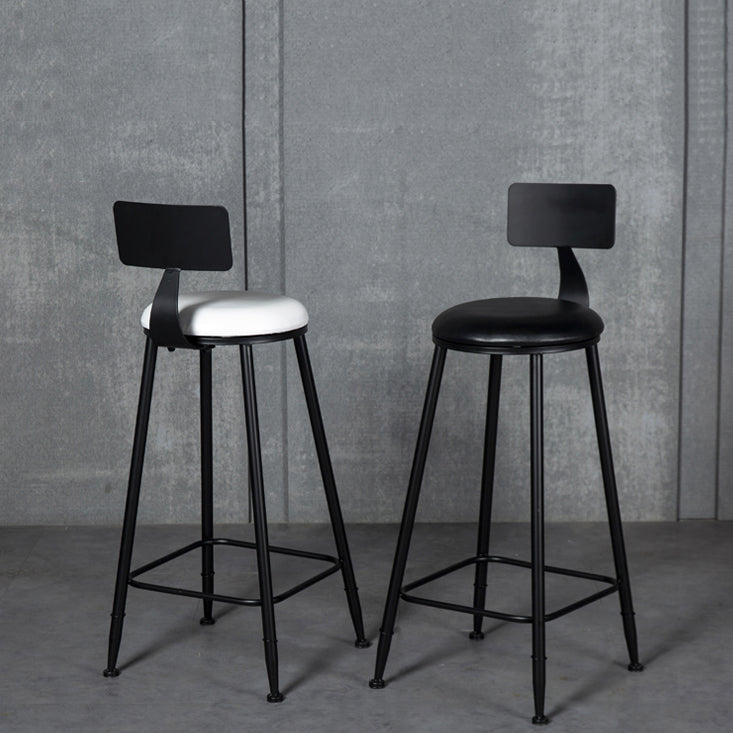 Industrial Armless Backrest Counter Stool Steel Cafe Bar Stool with Velvet Cushion