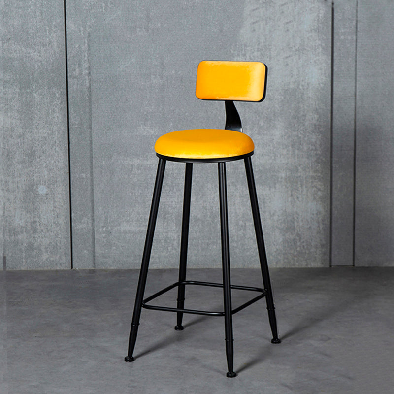 Industrial Armless Backrest Counter Stool Steel Cafe Bar Stool with Velvet Cushion