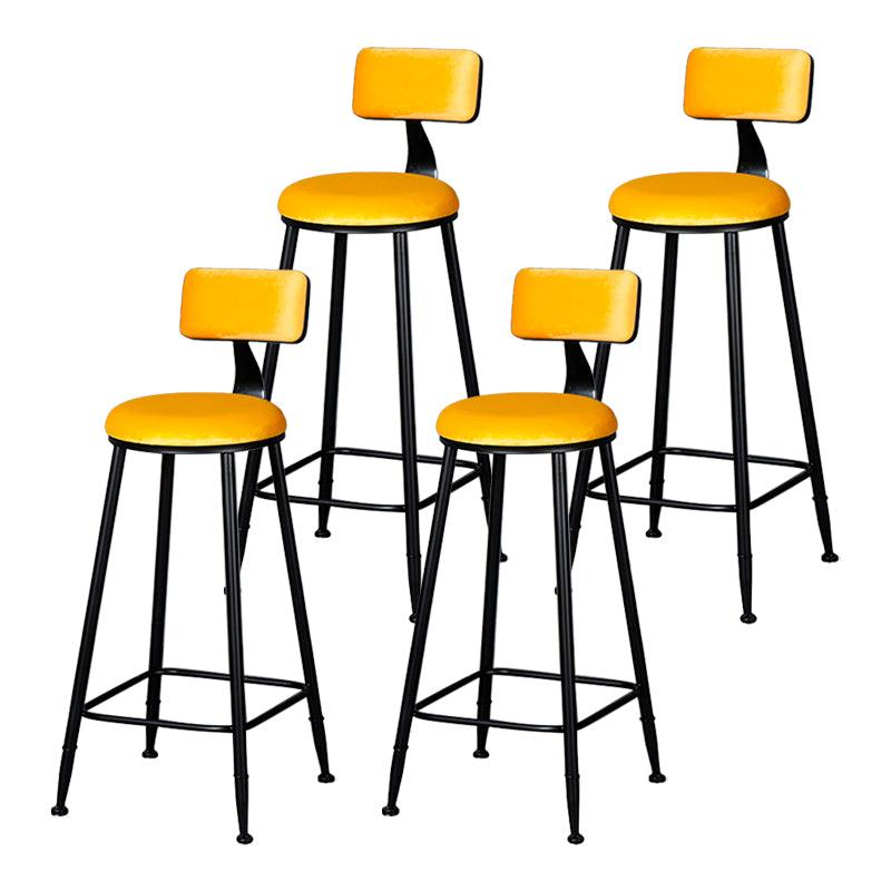 Industrial Armless Backrest Counter Stool Steel Cafe Bar Stool with Velvet Cushion