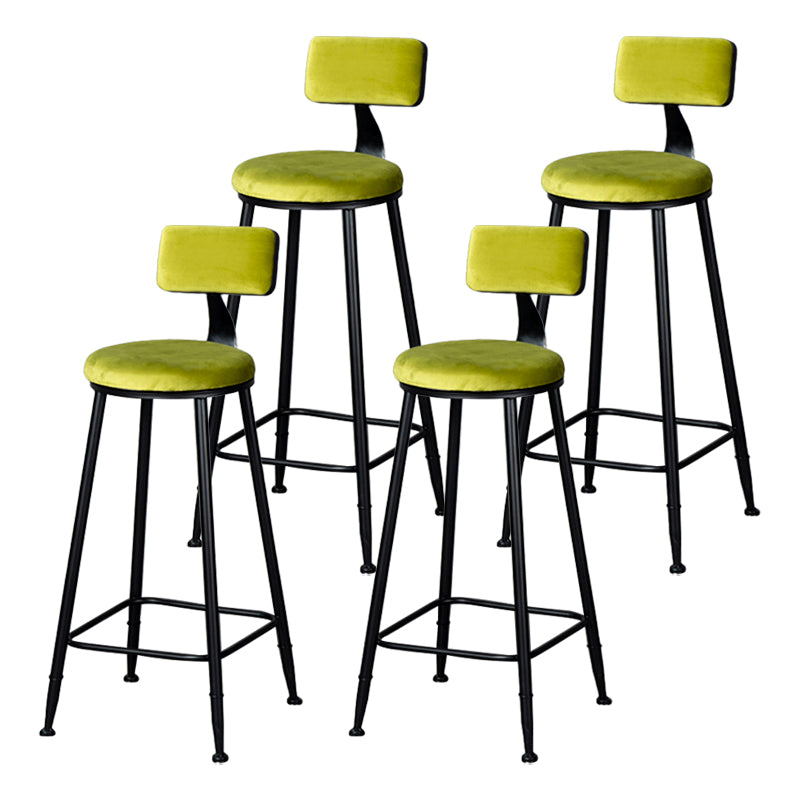 Industrial Armless Backrest Counter Stool Steel Cafe Bar Stool with Velvet Cushion