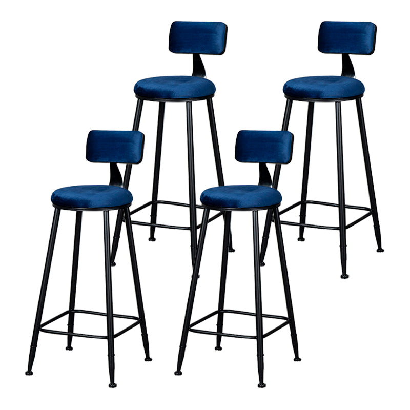 Industrial Armless Backrest Counter Stool Steel Cafe Bar Stool with Velvet Cushion