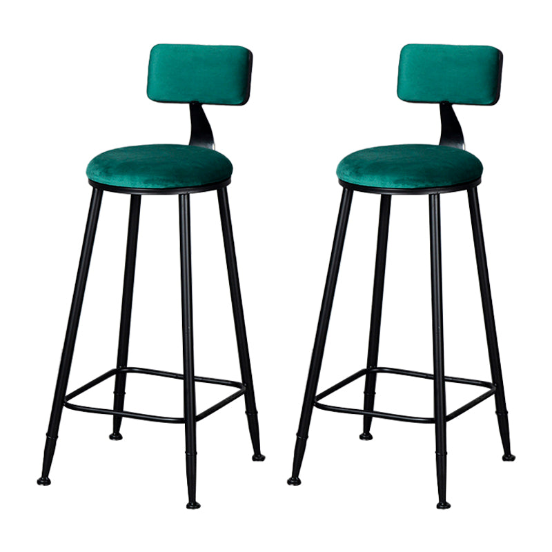 Industrial Armless Backrest Counter Stool Steel Cafe Bar Stool with Velvet Cushion