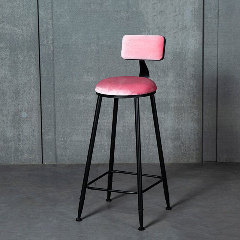Industrial Armless Backrest Counter Stool Steel Cafe Bar Stool with Velvet Cushion