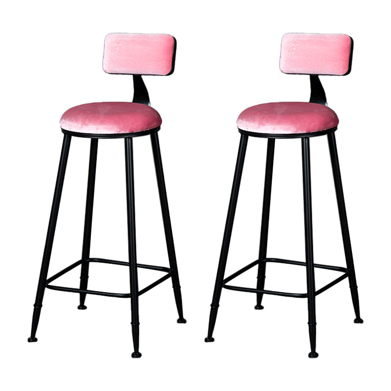 Industrial Armless Backrest Counter Stool Steel Cafe Bar Stool with Velvet Cushion