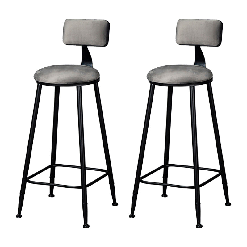Industrial Armless Backrest Counter Stool Steel Cafe Bar Stool with Velvet Cushion