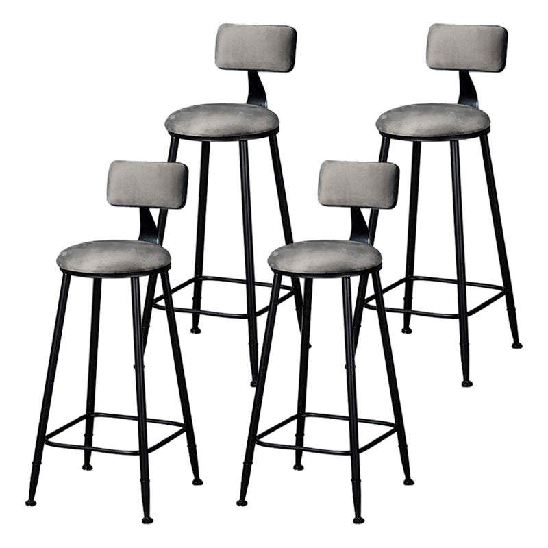 Industrial Armless Backrest Counter Stool Steel Cafe Bar Stool with Velvet Cushion