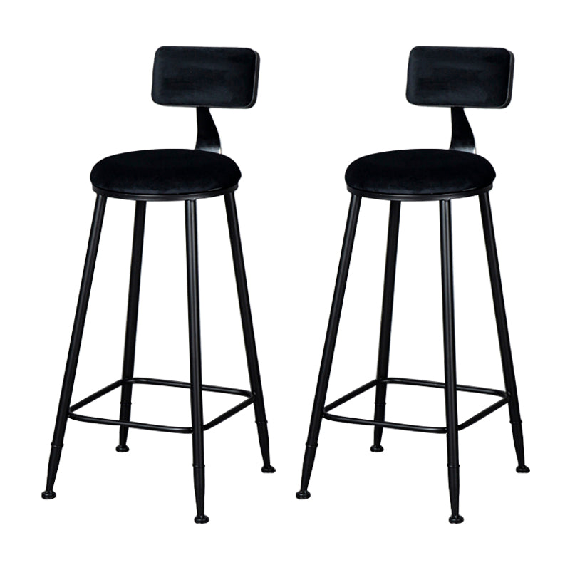 Industrial Armless Backrest Counter Stool Steel Cafe Bar Stool with Velvet Cushion