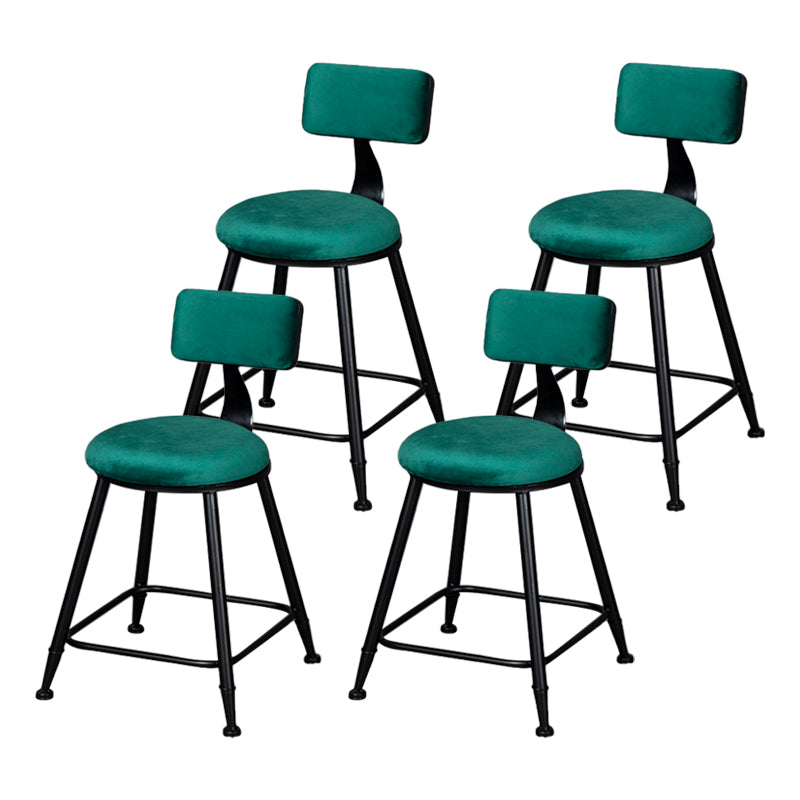 Industrial Armless Backrest Counter Stool Steel Cafe Bar Stool with Velvet Cushion