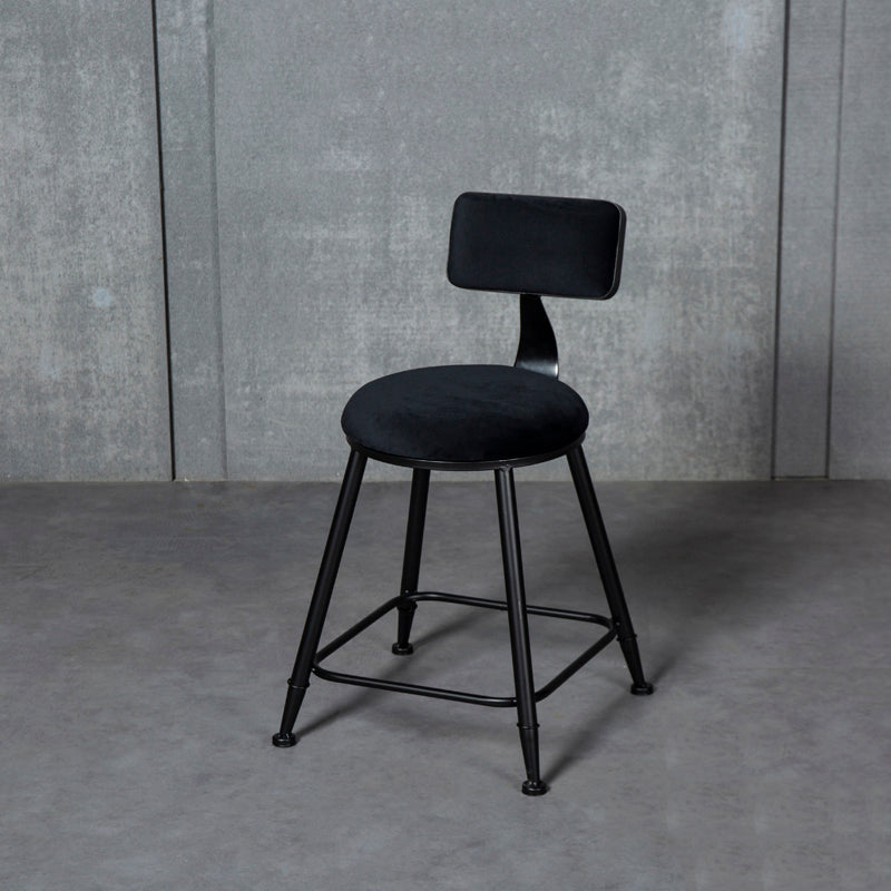 Industrial Armless Backrest Counter Stool Steel Cafe Bar Stool with Velvet Cushion