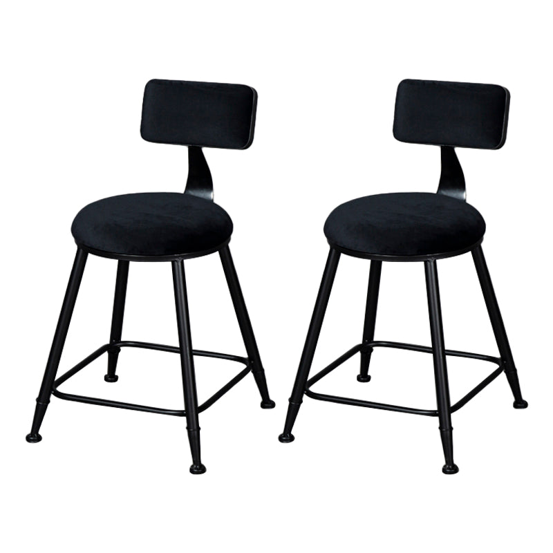 Industrial Armless Backrest Counter Stool Steel Cafe Bar Stool with Velvet Cushion