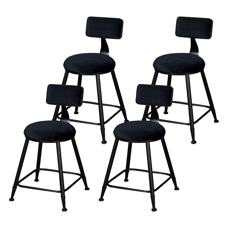 Industrial Armless Backrest Counter Stool Steel Cafe Bar Stool with Velvet Cushion