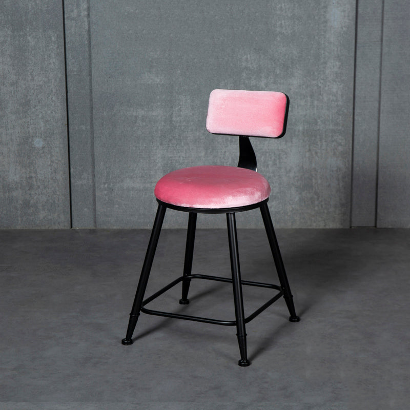 Industrial Armless Backrest Counter Stool Steel Cafe Bar Stool with Velvet Cushion